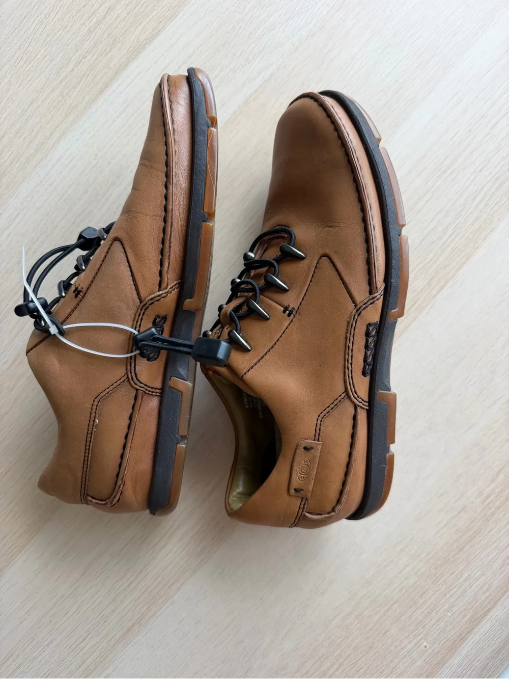 I.Travel Men's Leather Moc Toe Casual Shoes Size 9 (42 EUR) Tan Bungee Lace